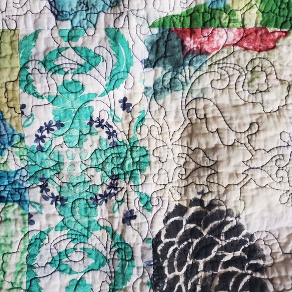 2 "Poetic Wanderlust" 20x26" Pillow Shams 100% Cotton Crazy Quilt Patchwork Boho - Picture 5 of 10